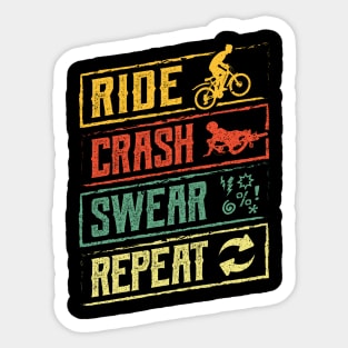 Ride Crash Swear Repeat Mountain Bike Sticker